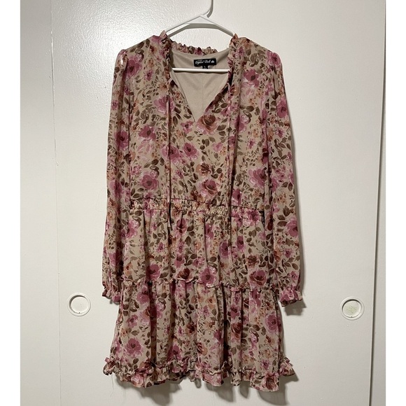 Crystal doll floral pink brown dress - Picture 2 of 9